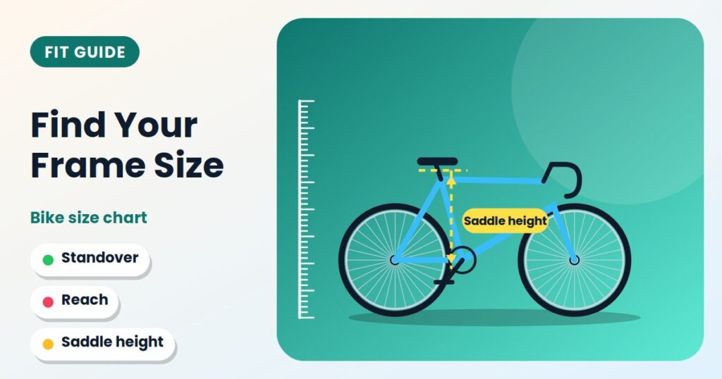 Road bicycle with a measuring ruler and saddle height arrow
